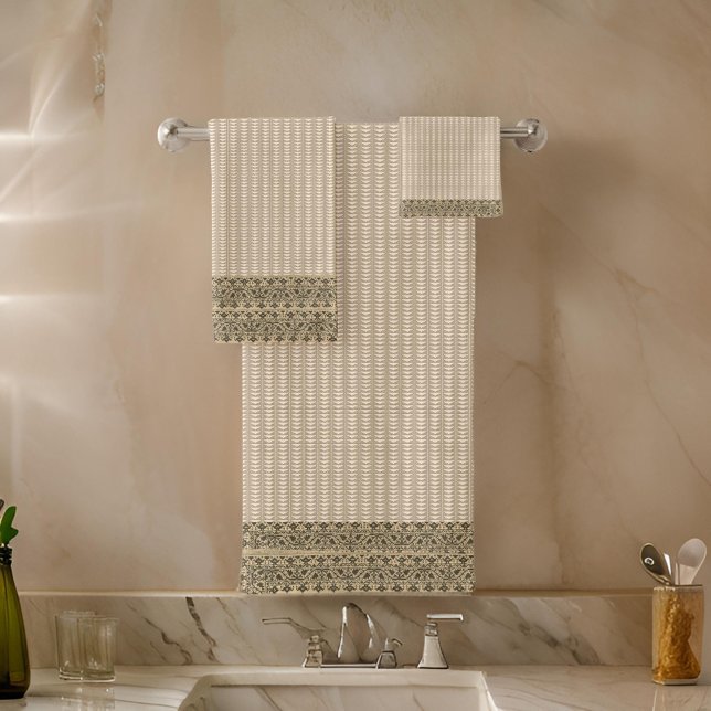 Beige Greek Lace Bath Towel Set (Creator Uploaded)