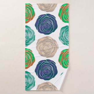 Beige,  green and violet floral seamless pattern.  bath towel