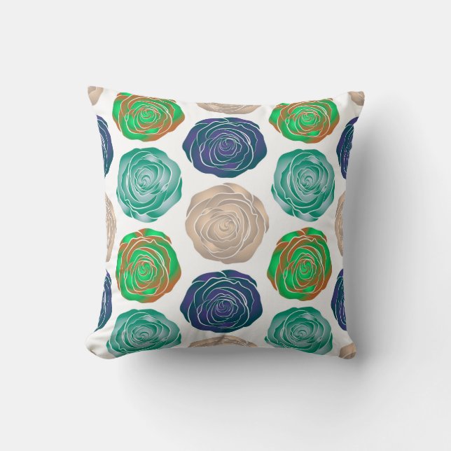 Beige,  green and violet floral seamless pattern.  cushion (Front)