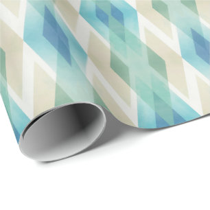 Beige Green Blue White Teal Rhombuses Pattern Wrapping Paper