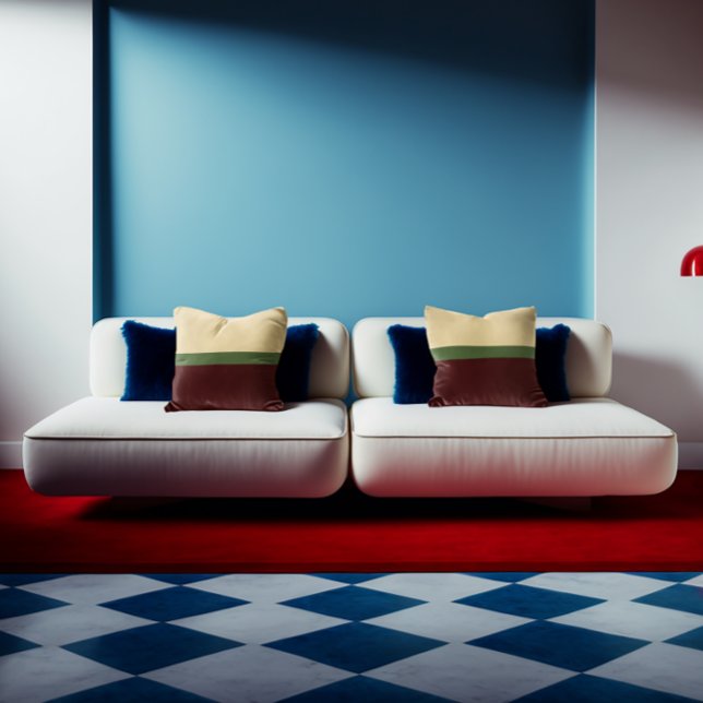 Beige, Green, Burgundy Colorblock Stripes Cushion (Creator Uploaded)