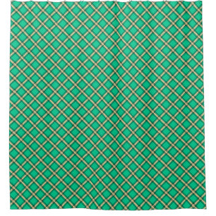 Beige green , plaid pattern shower curtain