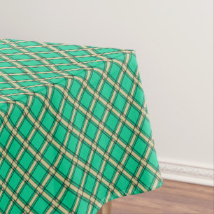 Beige green , plaid pattern  tablecloth