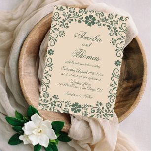 Beige Green Talavera Wedding Invitation