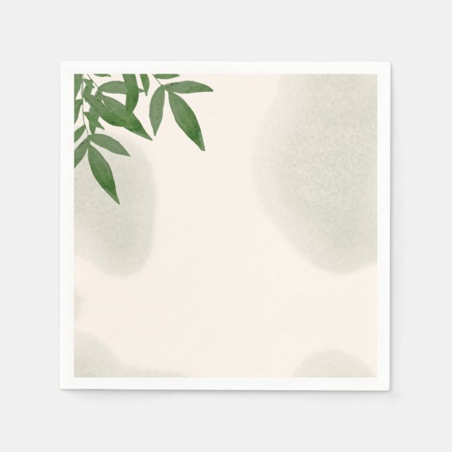 Beige greenery baby shower napkin (Front)