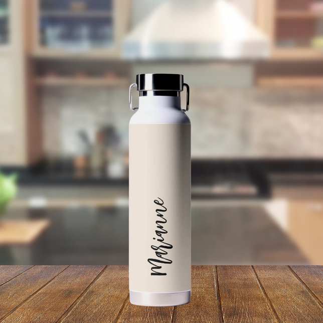 Beige grey custom name script water bottle (Creator Uploaded)