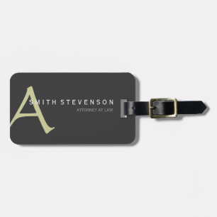 Beige Grey Monogram Add Your Name Luggage Tag