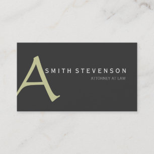 Beige Grey Monogram Attorney Business Card