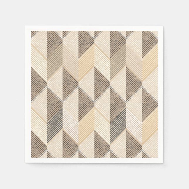 Beige, grey rhombic  textured pattern. napkin (Front)