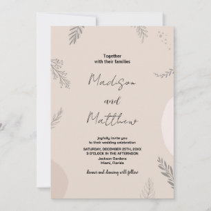 Beige Grey Wedding Invitations