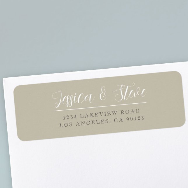 Beige Grey & White Elegant Wedding Return Address (Creator Uploaded)