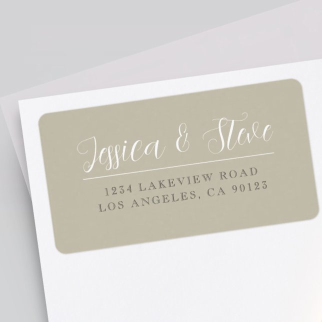 Beige Grey & White Elegant Wedding Return Address Label (Creator Uploaded)