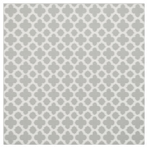 Beige Grey White Ikat Quatrefoil Pattern Fabric