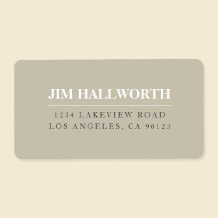 Beige Grey & White Modern Return Address Label