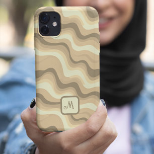 Beige Groovy retro aesthetic - Monogrammed Case-Mate iPhone Case