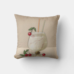 Beige grunge retro vintage cocktail glass cherry p cushion