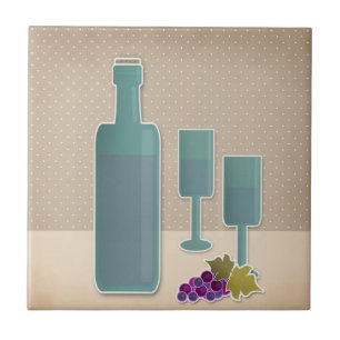 Beige grunge retro vintage wine glasses grape polk tile