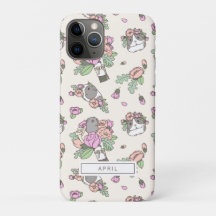 Beige Guinea Pigs with Peony Flower Pattern