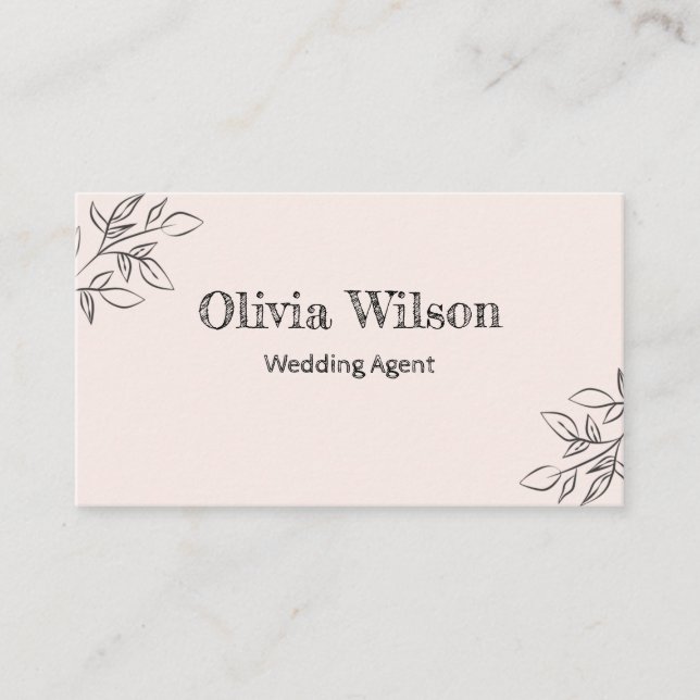 Beige Handwritten Wedding Agent Business Card (Front)