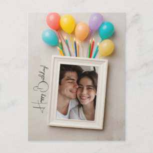 Beige Happy Birthday Personalised Poloraid Postcard