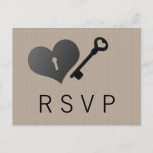 Beige Heart Lock and Key Response Card