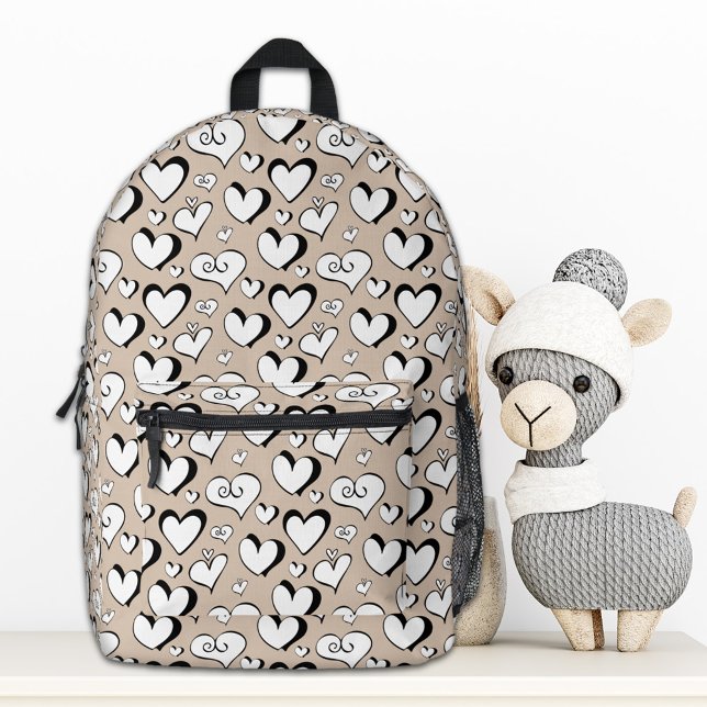 Beige Hearts Backpack (Creator Uploaded)