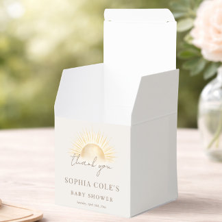 Beige Here Comes The Son Baby Shower Thank You Favour Box