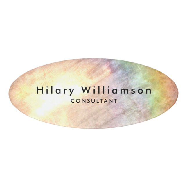 Beige Holograph Magnetic Employee Custom Name Tag (Front)