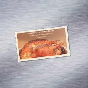Beige Homestyle Cooked Turkey Meat Prepared Foods Magnetic Business Card