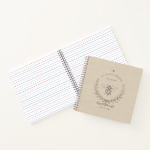 Beige Honey Bee French Country Vintage Rustic Notebook