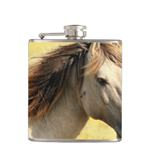 Beige Horse Profile Hip Flask