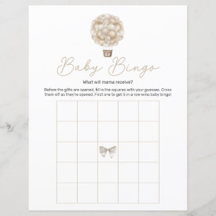 Beige Hot Air Balloon Baby Shower Bingo Game