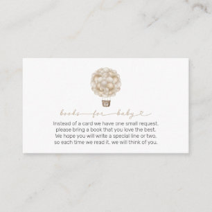 Beige Hot Air Balloon Baby Shower Books for Baby Enclosure Card