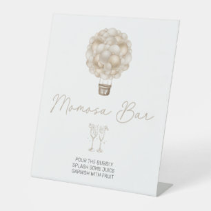 Beige Hot Air Balloon Baby Shower Momosa Bar Pedestal Sign