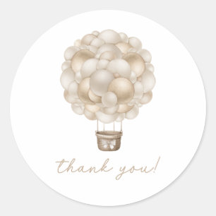 Beige Hot Air Balloon Boho Baby Shower Classic Round Sticker
