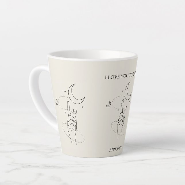 Beige I Love You To the Moon Mug Latte Cup (Left Angle)