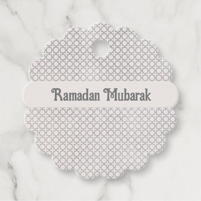 Beige Islamic geometric pattern Favour Tags (Front)