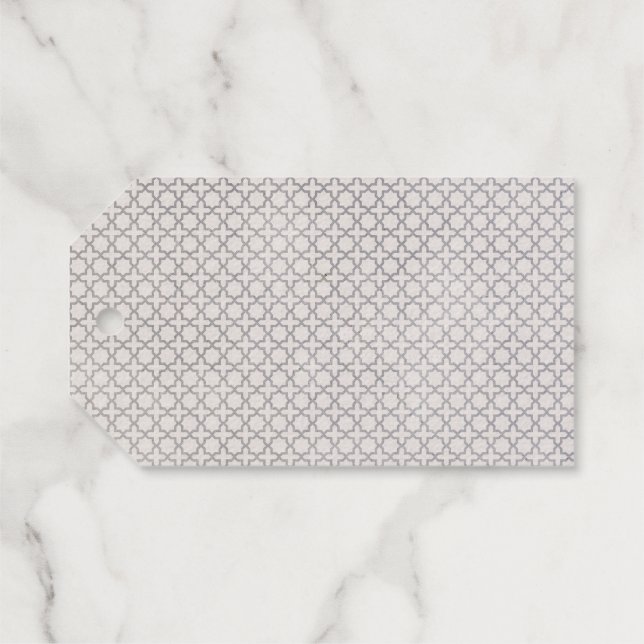 Beige Islamic geometric pattern Gift Tags (Back (Horizontal))