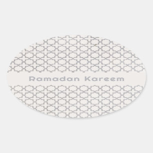 Beige Islamic geometric pattern Oval Sticker