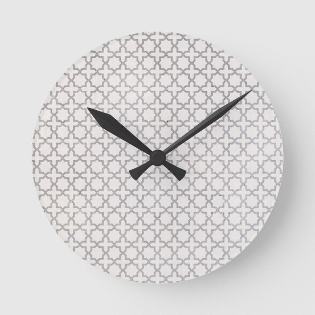 Beige Islamic geometric pattern Round Clock (Front)
