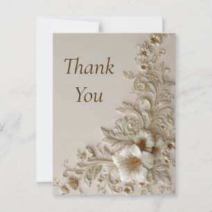 Beige & Ivory Floral Thank You Card