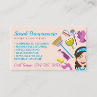 Beige Janitor Lady Cartoon Girl House Cleaning
