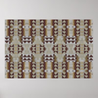 Beige Khaki Coffee Brown Ethnic Tribal Mosaic