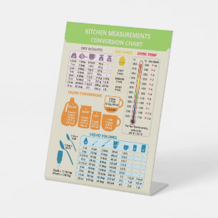 Beige Kitchen Cook Measurements Conversion Bake Pedestal Sign