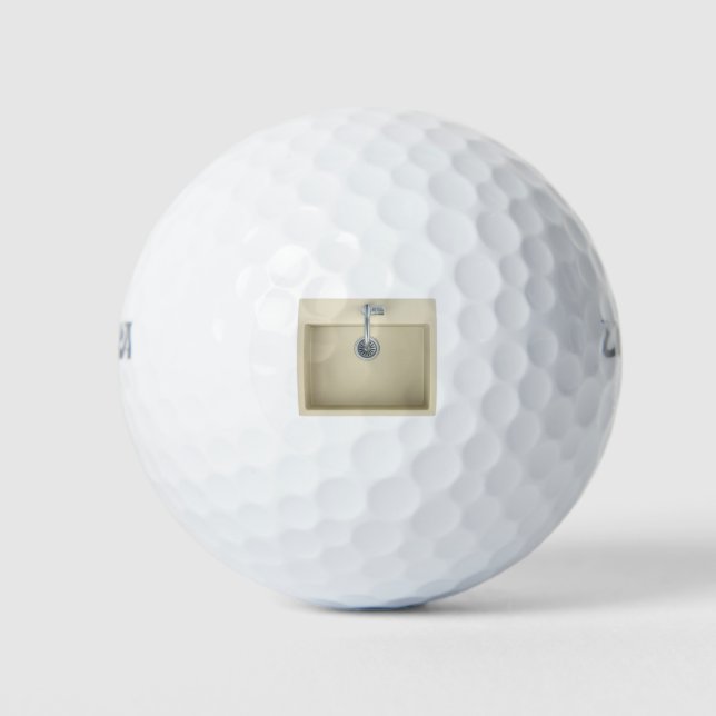 Beige kitchen sink and faucet golf balls (Front)