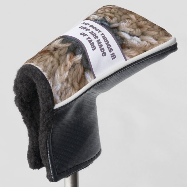 Beige Knitter Crochet Crafty Colourful Love Yarn Golf Head Cover (3/4 Front)