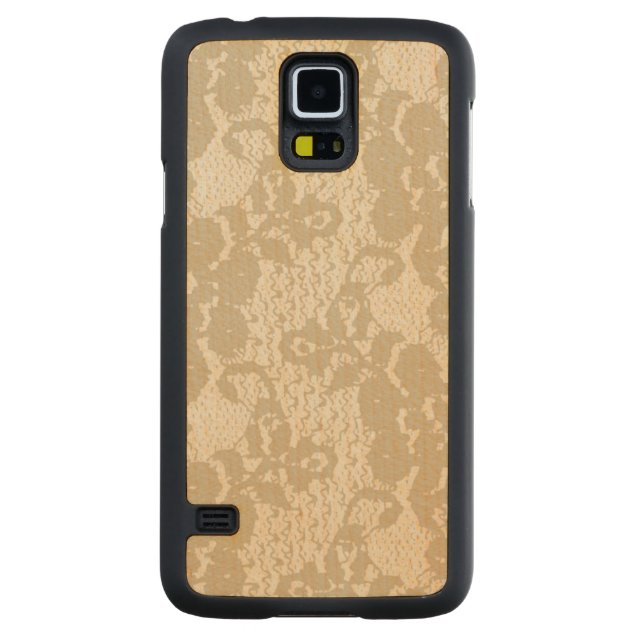 Beige lace carved maple galaxy s5 case (Back)