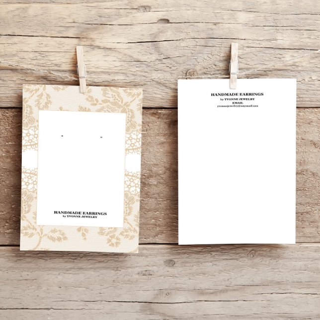 Beige Lace Earring Display  Business Card (Creator Uploaded)