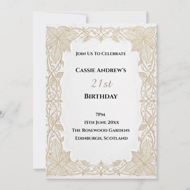 Beige Lace Milestone Birthday Invitation (Front)