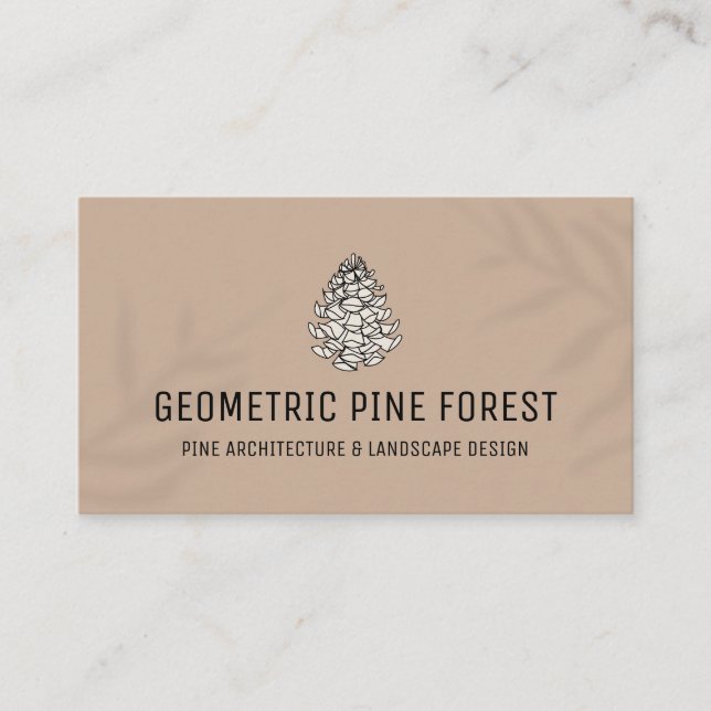 Beige Leaf Brown Forest Tree Rustic Pine Cone Business Card (Front)